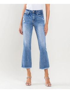 Step up your denim game with our High Rise Kick Flare Jeans. These jeans feature a high waist for a flattering fit and a playful kick flare at the bottom. Say goodbye to boring jeans and hello to stylish comfort! Fashion Forward Outfits, Blue Zone, Kick Flare Jeans, Trendy Denim, Cropped Flare Jeans, Flying Monkey, Kick Flares, Flare Leg Jeans, Cropped Flares