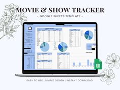 the movie and show trackerr is displayed on a laptop screen with flowers in the background