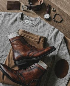 Mens Wingtip Boots, Wingtip Boots, Mens Fashion Wear, Mens Fashion Casual Outfits, Stylish Mens Outfits, Men Fashion Casual Outfits, Gentleman Style, Mens Casual Outfits