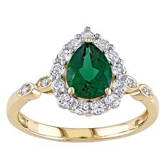 Decorated with dazzling lab-created emerald and lab-created white sapphire gemstones, this Stella Grace ring gives you a captivating look. Decorated with dazzling lab-created emerald and lab-created white sapphire gemstones, this Stella Grace ring gives you a captivating look. Width: 12.6 mm Metal: 10k gold Plating: 10k gold Finish: polished Packaging: boxedSTONE DETAILS Stone type: lab-created emerald, lab-created white topaz Total weight: 1 5/8 ct. Center stone weight: 1 1/10 ct. Center stone Round Diamond Setting, Lab Created Emerald, Right Hand Rings, Emerald Gemstone, Halo Ring, Topaz Gemstone, Sapphire Gemstone, Halo Engagement Ring, Halo Engagement