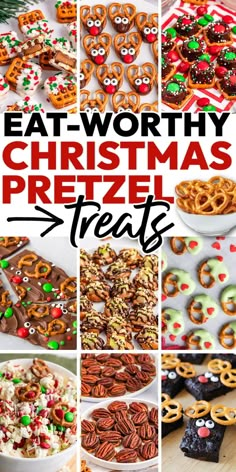 Holiday Pretzel Treat Ideas for a Christmas Party Christmas Candy Pretzels, Reindeer Pretzel Treats, Christmas Treats With Pretzels, Treats With Pretzels, Covered Pretzels Christmas, Christmas Food For Kids, Christmas Dessert Ideas For Party, Pretzels Treats