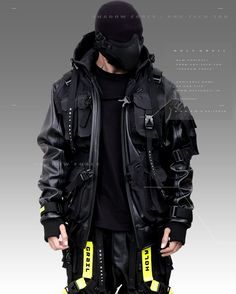 H-G B.O.M.B 04/LEATHJacket Water Proof LeatherMATERIAL : LEATHER ( WATER PROOF )COLOUR : BLACK BOMBER WITH HOODIE DETACHABLEMODEL WEARING SIZE ' L 'MODEL WEIGHT / HEIGHT : 75 KG / 175 CM Techwear Girl, Mens Techwear, Cyberpunk Streetwear, Techwear Jacket, Camouflage Jacket, Future Clothes