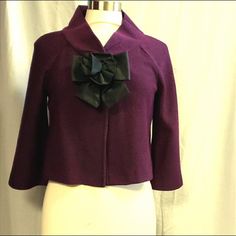 Detachable Ribbon, Color Currant Caviar, Size 6. 66% Wool, 34% Rayon Nwt Colored Blazer, St John, Color Purple, Blazer Suit, Suit Jacket, Coats Jackets, Jackets & Coats, Jackets For Women, Ribbon