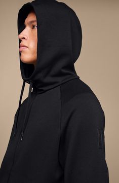 This comfortable hoodie made with sustainable materials is a pre- and post-workout layering essential, complete with signature elbow darts for added structure. 28" length (size Medium) Drawstring hood 53% recycled polyester, 29% polyester, 13% lyocell, 5% elastane with 95% polyester, 5% elastane contrast Machine wash, dry flat Imported Pre And Post Workout, Cold Fits, Zipped Hoodie, Active Life, Travel Workout, Designer Clothes For Men, Post Workout, Black Fits, Recycled Fabric