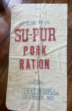 Vintage Feedsack SU-PUR Pork Ration 36x20” Pillows Duster Jacket UPCYCLE READY! | eBay Duster Jacket, Feed Sacks, Fabric