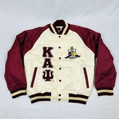 Custom lining Embroidered logos Nylon Bomber Jacket Kappa Alpha Psi Fraternity, College Wardrobe, Kappa Alpha Psi, Black Men Fashion, Fraternity, Men Fashion, Black Men, Varsity Jacket, Mens Jackets