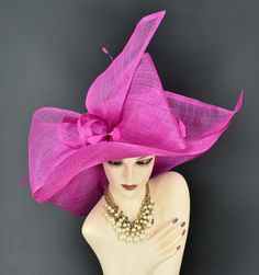 ✿*.Key Features.*✿ This is a floppy wide brim hat with Jumbo bow, long trimmed feathers. You can wear it directly or add some accents you want, very stunning and beautiful hat.  Great for Kentucky derby, weddings, church, Easter, Royal Ascot, horse races, cocktails, tea party, or any hat wearing occasion. Hat base size: From front to back around : 21" (53cm) From left to right around : 21" (53cm) Brim size appr:6-7.5" Crown Deep: 4.5" Head girth: 22.5(57cm) , adjustable string inside to make smaller to fit your head. If you want other colors in this style, just search the same item code in my store, you will find them. ✿*.Tip.*✿ ❣️If you want a customized piece, please follow the instructions below: 🔹Present style of hat or fascinator you would like from the store, with additional photos Elegant Pink Sun Hat For Summer, Elegant Pink Summer Sun Hat, Pink Straw Hat For Summer Parties, Pink Summer Party Straw Hat, Elegant Pink Beach Hat, Elegant Fitted Headpieces For Beach, Elegant Pink Straw Hat For Summer, Pink High Crown Costume Hat For Party, High Crown Straw Hat For Kentucky Derby