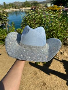 BLUE SUPERSTAR Rhinestone Cowboy Hat Various Colors Blue Purple Pink Black - Etsy Western Hats With Bling For Rodeo, Western Bling Hat For Rodeo, Western Style Bling Hats For Rodeo, Western Style Hat With Bling And Curved Brim, Western Wide Brim Hat With Bling, Silver Hat With Rhinestones For Rodeo, Western Silver Hat With Rhinestones, Silver Rhinestone Hat For Rodeo, Western Style Fedora With Rhinestones