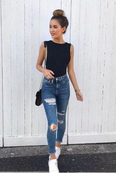 Straight Jeans Outfit, Spring Outfits For School, Denim Pants Fashion, Mode Jeans, Boyfriend Jean, Outfit Jeans, Ținută Casual, Modieuze Outfits