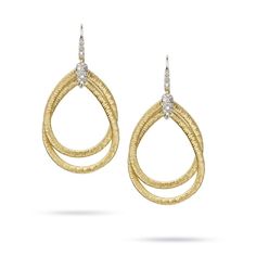 Marco Bicego Jewelry - 18K Yellow Gold & Diamond Small Drop Woven Earrings | Manfredi Jewels Egyptian Desert, Gold Diamond Drop Earrings, Small Drop Earrings, Marco Bicego, 18k Gold Earrings, Pendant Bails, 18k Gold Jewelry, Fine Jewels, Yellow Gold Earring