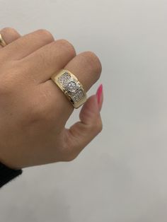 14k cz ring, in 14k gold, you can wear it daily, it will not change color, it will not stain your skin, you can even bath or swim with this piece wearing, size 10 but we can make it to the measurement you need, if you have any question send a message, item sold by piece, weigh undetermined. Dazzling 14k Gold Rings With Vvs Clarity, Fine Jewelry Rings With Brilliant Cut And Thick Band, Luxury Thick Band Diamond Jewelry, Luxury Wide Band Diamond Ring With Vs Clarity, Classic Diamond Rings With Thick Band, Formal Diamond Ring With Thick Band, Classic Thick Band Diamond Rings, Diamond Wide Band Ring Fine Jewelry, Gold Wide Band Ring With Diamond Accents