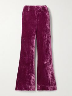 Before officially founding Alix of Bohemia, designer Alix Verley Pietrafesa fulfilled thousands of custom orders to become an expert in her craft. These 'Charlie' pants are cut from crushed-velvet with touches of silk for added softness and luster. They sit high on the waist and have retro-inspired flared legs. Alix Of Bohemia, Velvet Flare Pants, Velvet Flares, Flared Pants, Crushed Velvet, Ski Wear, Beauty Sets, Linen Pants, Flare Pants