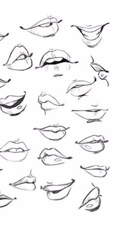 the various stages of lips drawn in pencil