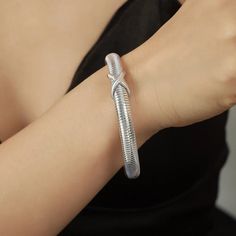 49141356560672 Flexible Silver Bracelets For Party, Silver Adjustable Chain Bracelet, Elegant Metal Crystal Bracelet With Lobster Clasp, Elegant Crystal Bracelet With Lobster Clasp For Party, Silver Snake Chain Bracelet, Knot Design, Gold Bracelet Chain, Gold Plated Bracelets, Ring Bracelet