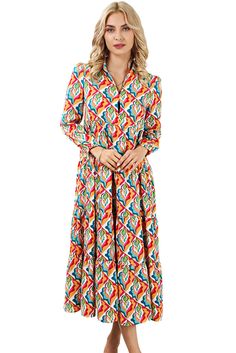 Women Multicolor Abstract Geometric Print Long Sleeve High Waist Dress Specifications Material 100%Polyester Style casual Occasion spring & autumn Color Multicolor Details Ruffle Dresses Length Long Silhouette Flared Sleeve Length Long Sleeve Waist Line High Waist Pattern Paisley Detail Abstract geometric print makes the dress very unique and eye-catching Long sleeve midi dress with high waist and loose fit for most body shape Tiered ruffled design in the long dress is very elegant and sweet Mad Spring Long Sleeve Dress With Colorful Pattern, Chic Multicolor Maxi Dress For Fall, Multicolor Printed Midi Dress For Fall, Multicolor Printed Maxi Dress For Fall, Spring Multicolor Print Long Sleeve Midi Dress, Long Sleeve Multicolor Print Midi Dress For Spring, Chic Multicolor Long Sleeve Maxi Dress, Spring Long Sleeve Multicolor Print Midi Dress, Colorful Long Sleeve Dress For Fall