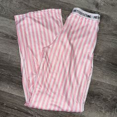 Nwot Plt Pj Pants. Long. Elastic Waist. Pink And White Stripped Stretch Cotton Bottoms For Pajama Party, Stretch Cotton Pants For Pajama Party, Pink Wide Leg Sleep Bottoms, White Spring Sleep Pants, Pink Elastic Waistband Bottoms For Bedtime, Pink Long Pants For Bedtime, White Pants For Sleep In Spring, Pink Cotton Sleep Bottoms, Pink Stretch Bottoms For Bedtime