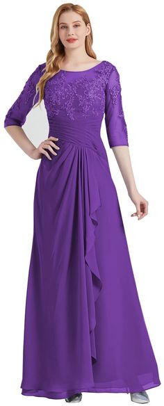 This Dress is fashionable for every occasion. the dress is made-to-order by professional tailors. You can choose from 50 colors, Regular sizes 2 to 16 and plus sizes 14w to 26W. Custom size is also available.. The product details: Actual Images: Yes, Built-in Bra: Yes, Decoration: Appliques, Dresses Length: Floor-Length, Fabric Type: Chiffon, Fashion Element: Floral Print, is_customized: Yes, Item Type: Mother of the Bride Dresses, Pattern Type: Floral, Silhouette: Beach, Sleeve Length(cm): Thre Elegant Wedding Party, Dresses Pattern, Floral Silhouette, Chiffon Fashion, Chiffon Ruffle, Evening Dresses Elegant, Mother Of The Bride Dress, Purple Lace, Dress Evening