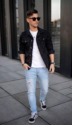 Black Outfit Men, Spring Jeans, Jeans Outfit Men, Vans Converse, Mens Casual Outfits Summer, Men Fashion Casual Shirts