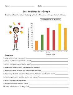 a worksheet with an image of a bar graph on it and the words eat healthy