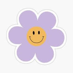 a purple flower with a smiley face sticker