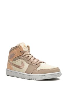 Find JORDAN Air 1 Mid Se Canvas Khaki Sneakers on Editorialist. beige/brown canvas signature Swoosh logo detail signature Air Jordan Wings logo round toe front lace-up fastening logo patch at the tongue branded insole rubber sole These styles are supplied by a premium sneaker marketplace. Stocking only the most sought-after footwear, they source and curate some of the most hard to find sneakers from around the world. Khaki Sneakers, Jordan Air 1, Jordan Wings, Jordan Air, Wings Logo, Round Logo, Swoosh Logo, Brown Canvas, Beige Brown