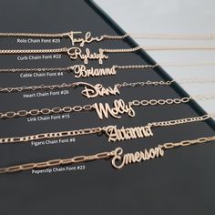 LIMITED TIME OFFER - 50% OFF STOREWIDE ＨＯＷ ＴＯ ＯＲＤＥＲ Choose the material and font style. Choose the chain type and length. Make sure you write the name/word you want in the PERSONALIZATION BOX. Up to 11 characters. ＤＥＳＣＲＩＰＴＩＯＮ Custom Name Necklace. Material: Gold or Rose Plated. Name size: height 9-12mm, width 18-40mm (depending on the number of letters). ＰＲＯＣＥＳＳＩＮＧ ＴＩＭＥ Processing time for our items is 3-5 business days. ＤＥＬＩＶＥＲＹ ＴＩＭＥ For US orders - 5-7 business days with USPS first class mail (FREE). Expedited delivery - 1-3 business days with DHL Express (19.90 USD). UK & Germany - 1-3 business days with DHL Express (19.90 USD). AU & NZ - 2-6 business days with DHL Express (39.90 USD). For other countries - 2-4 business days with DHL Express (19.90 USD). ＯＵＲ ＪＥＷＥＬＲＹ - ＹＯＵＲ ＳＡＴＩＳＦＡＣＴＩＯＮ Personalized Nameplate Necklace, Name Pendant, Nameplate Necklace, Heart Chain, Custom Name Necklace, Necklace Personalized, Rolo Chain, Name Plate, Name Necklace