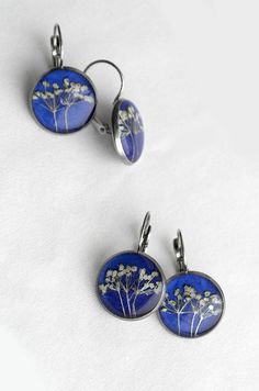 Pressed flower earrings blue Will you be my bridesmaid | Etsy Delicate Blue Jewelry With Pressed Flowers, Flowers Branch, Blue Pressed Flowers Drop Earrings, Blue Pressed Flower Necklace, Unique Flower-shaped Earrings With Pressed Flowers, Blue Flower Earrings, Pressed Flower Earrings, Blue Flower-shaped Resin Earrings, Flower Green