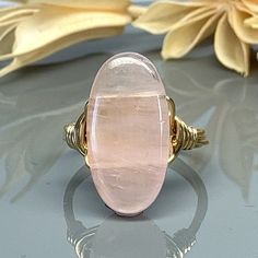 Rose Quartz Oval Statement Ring-sterling Silver, 14k Yellow or Rose Gold Filled Wire Wrapped Ring custom Size full, .25, .5, .75 - Etsy UK Wire Wrapped Ring, Wire Wrapped Rings, Sterling Ring, Statement Ring, Wire Wrapped, Or Rose, Wire Wrapping, Rose Quartz, Statement Rings