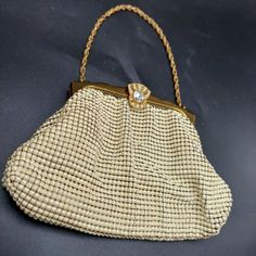 Vintage Bag, White Mesh, Handbag Purse, Vintage Bags, A 4, Crystal Rhinestone, Made In Usa, Art Deco, Purse