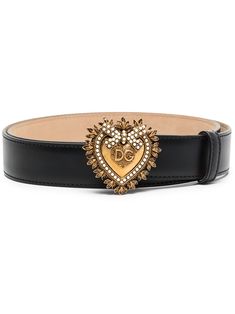 This black Dolce & Gabbana Devotion heart buckle belt is made in Italy and features an embellished heart buckle and an adjustable fit. Wearing this Dolce & Gabbana belt is our way of showing our full Devotion to the brand. Womens Belts, Dolce Gabbana Belt, Stefano Gabbana, Designer Belts, Pearl Leather, Dolce E Gabbana, Black Leather Belt, Color Oro, Dolce & Gabbana