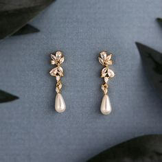 Dainty Teardrop Pearl Drop CZ Earrings Pear Earrings Wedding, Olive And Piper Wedding Earrings, Bride With Jewelry, Dangly Earrings Wedding, Freshwater Pearl Earrings Wedding, Classic Wedding Jewelry Brides, Romantic Wedding Jewelry, Pearl Earrings Dangle Wedding Jewelry, Long Pearl Earrings Wedding