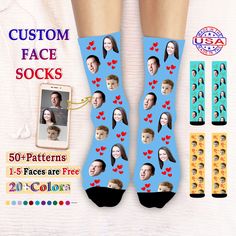 Congrats! You found your best memorial gifts for any occasion!----Our custom face socks With any Text you want~ How To get Order  1. Choose your mug size and color. 2. Add your text in personalization box 3. Choose quantity. If you need more than 1 mug, feel free to add more. 4. Click add to cart when done, then you can go back to add more for your family or friends. 5. Click "Proceed to check out". 6. Please message us the photos via ETSY Inbox! 7. Enjoy your Mug 🚚📦Turnaround Time🚚📦 Once we got your order info, you will receive the digital proof in 1-3 days(Could send it in 24 hours if it's too rushed).  Feel free to make changes once you checked the preview Normally it will take 1-3 business days for production after approval.  Many thanks, Ethan Customizable White Socks For Gifts, Customizable White Socks As Gift, Customizable White Socks For Gift, Personalized White Socks Gift, Chirstmas Gift, Face Socks, Text You, Socks And Hosiery, Memorial Gifts