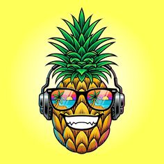 a pineapple wearing headphones and sunglasses