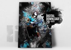 a poster with an image of a man playing guitar and the words digital download 20 sides