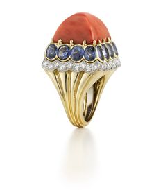 Van Cleef & Arpels, David Webb, Helen Mirren, Coral Ring, Coral Jewelry, Jennifer Garner, Sapphire Diamond Ring, Elizabeth Taylor, Domed Ring