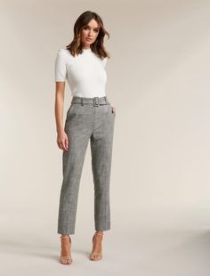 263428 - Women's Fashion | Forever New Office Dresses Style, Women Office Outfits, Black Knit Top, Slacks For Women, Office Wear Women, Pants Women Fashion, Fashion Forever, Belted Pants, Workwear Fashion