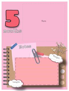 a pink notebook with the number five on it