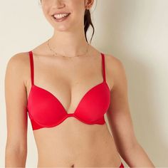 Victoria's Secret Pink Women's Wear Everywhere Super Push Up Bra-Red Pepper Size 36c New With Tags. Super Push Up, Pepper Color, Women's Wear, Red Pepper, Red Peppers, Push Up Bra, Victoria's Secret Pink, Pink Red, Secret Pink