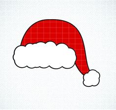 a red santa hat with white clouds on it