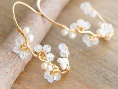 White Hoop Earrings, Japanese Jewelry, Boho Bridesmaid, June Birthstone Jewelry, Gelang Manik, Wedding White, Moonstone Earrings, Earrings Hoop, June Birthstone