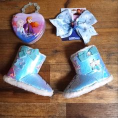 New And Unused. The Frozen Tin Purse Is Gently Used But Ingreat Condition. Pics Show Light Up Clip Bow. Comes From Smoke Free Pet Free Home. Price Is Very Firm!!! See Pics Disney Shoes, Slipper Boots, Bow Clips, Disney Frozen, Toddler Girls, Kids Shoes, Toddler Girl, Light Up, Frozen