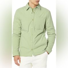 Nwt - Amazon Essentials Men's Regular-Fit Nylon Insulated Shirt Jacket Size: Large-Tall Color: Sage Green Product Details: Fabric Type: 96% Nylon, 4% Elastane, Lining: 100% Polyester Fill: 100% Polyester Care Instructions: Machine Wash Cold About This Item: This Product Contains 96% Global Recycled Standard (Grs) Certified Recycled Nylon Soft And Stretchy Matte Nylon/Spandex Plainweave For All Day Comfort Easy Through Chest And Tapered Through Waist. Lightly Insulated Fall Nylon Tops With Pockets, Winter Nylon Tops With Pockets, Star Wars Jacket, Patagonia Hoodie, Color Sage Green, Mens Fleece Jacket, Mens Quarter Zip, Plaid Hoodie, Green Product