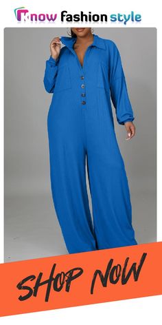 Blue Fashion Casual Solid Patchwork Turndown Collar Regular Jumpsuits Blue Stretch Jumpsuit With Long Sleeves, Blue Non-stretch Solid Color Jumpsuits And Rompers, Casual Blue Stretch Jumpsuits And Rompers, Blue Stretch Casual Jumpsuits And Rompers, High Waist Blue Jumpsuit With Solid Color, Blue High Waist Solid Jumpsuits And Rompers, Trendy Blue Non-stretch Jumpsuits And Rompers, High Waist Blue Jumpsuits And Rompers, Trendy Blue Jumpsuits And Rompers For Fall