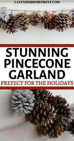 Easy to make and beautiful Christmas pinecone garland over a fireplace on a mantel. Pinecone Garland, Roasted Chestnuts, Decor For Christmas, Natural Decor