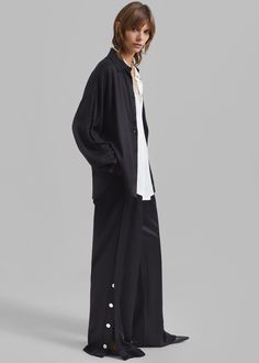 Proenza Schouler White Label Hazel Pants - Black – The Frankie Shop Double Layer Shirt, Layer Shirt, Denim Suit, The Frankie Shop, Layered Shirts, Frankie Shop, Paris Woman, White Label, Swimwear Accessories