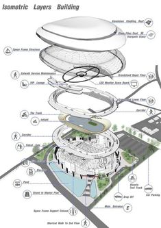 an architectural diagram shows the various parts of a building that are connected to each other