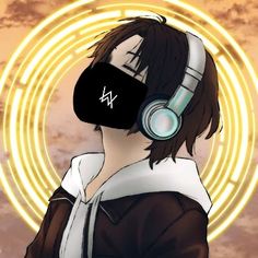 an anime character with headphones on