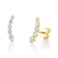 14K gold with 0.46-carat diamond round cut ear crawler climbers earrings. Model Number: SDL55022685WY Climbers Earrings, Diamond Climber Earrings, Crawler Earrings, Diamond Earrings For Women, Ear Crawler, Ear Crawler Earrings, Ear Crawlers, Crawlers Earrings, Studded Necklace