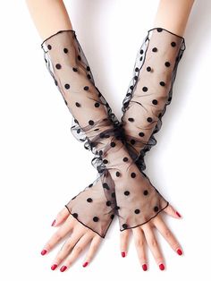 Sun Protection Mesh Lace Sleevelet BLACK-One_size Short Gloves, Gloves Fashion, Tea Party Dress, Lace Cuffs, Lace Gloves, Long Gloves, One Piece Swimwear, Lace Sleeves, Concert Outfit