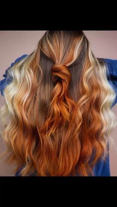 Ginger Hair Brown Highlights, Color Hair Trends 2024, Fox Dyed Hair, Calico Hair Color Hairstyles, Tricolor Hair, Highlights Brown Hair Short, Orange Brown Hair, Fox Hair Dye